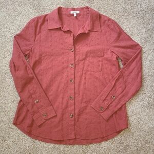 Maurices Eyelet Button Down Shirt Blouse